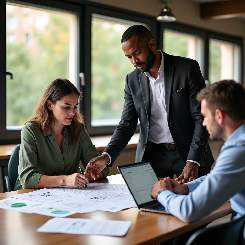 Team di consulenti energetici in riunione con cliente retail